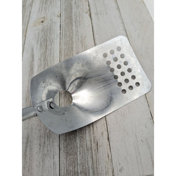 Top Drawer Stainless Steel Slotted Spatula With Drain Hole Black Yellow Handle - Picture 7 of 7